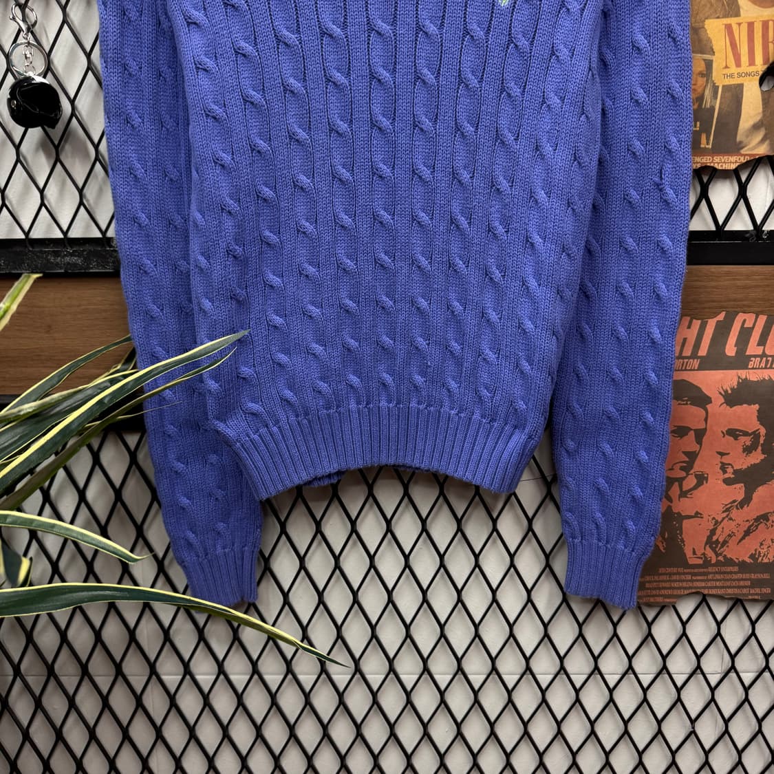 폴로 랄프로렌 케이블 니트 옐로우 포니 포인트 라이트블루 상품이미지4