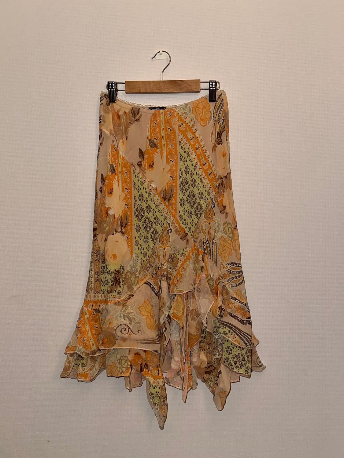 오리엔탈 페어리코어  페이즐리 언발란스 러플 스커트 상품이미지2