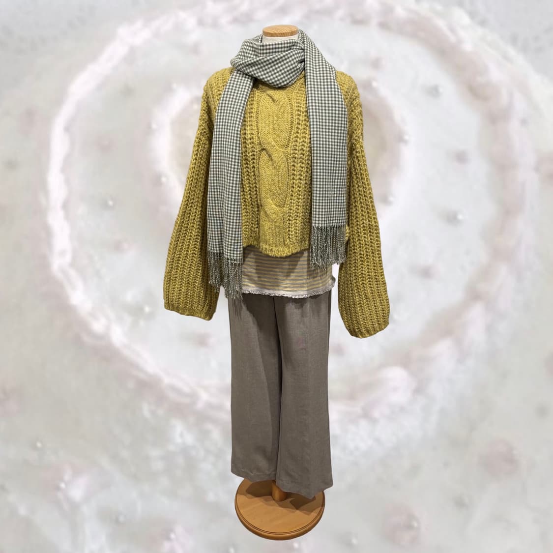 NICE CLAUP 나이스클랍 올리브 빅 케이블 크롭 니트 상품이미지2