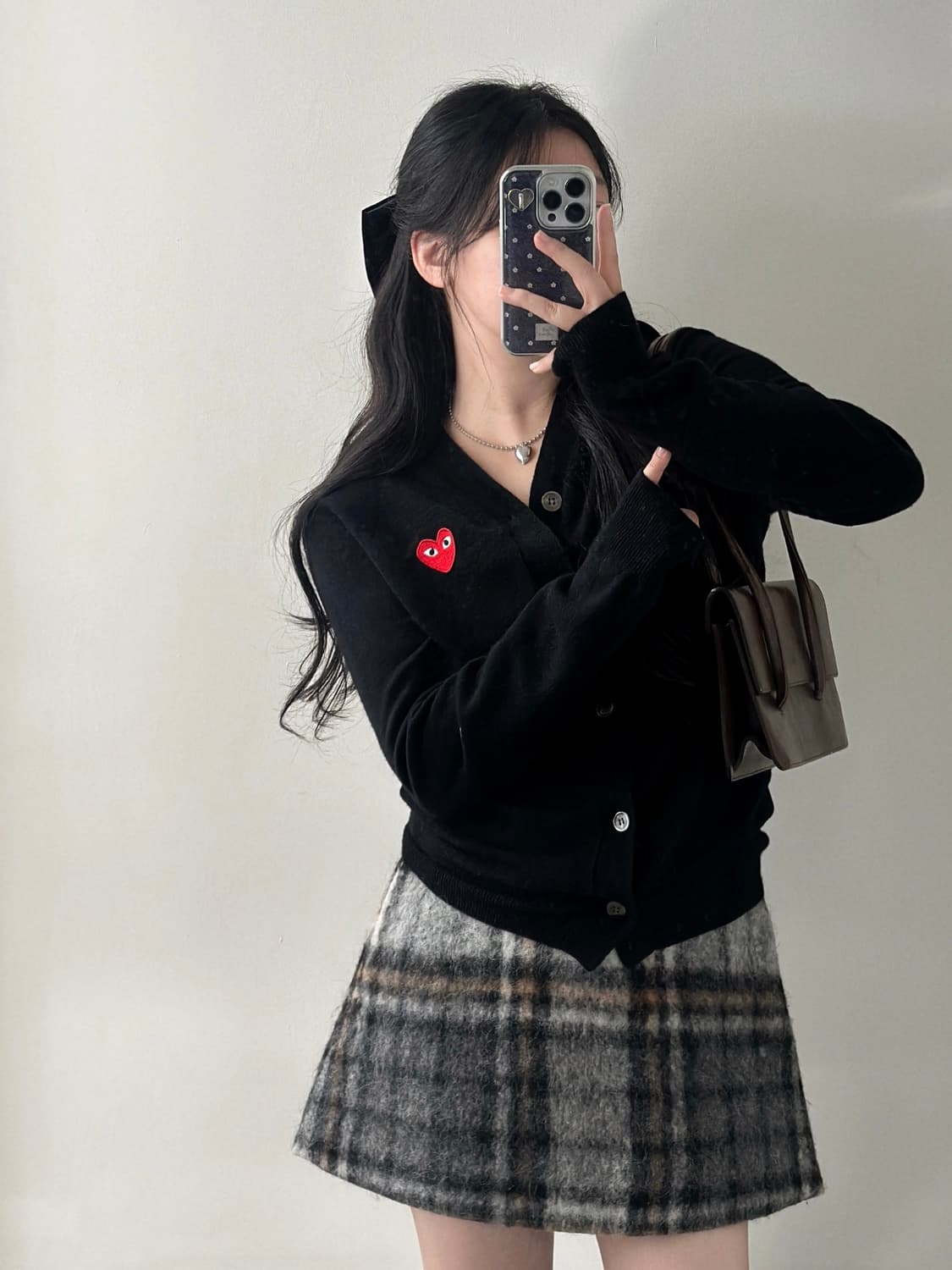 꼼데가르송 레드와펜 블랙 V넥 울 가디건  상품이미지2