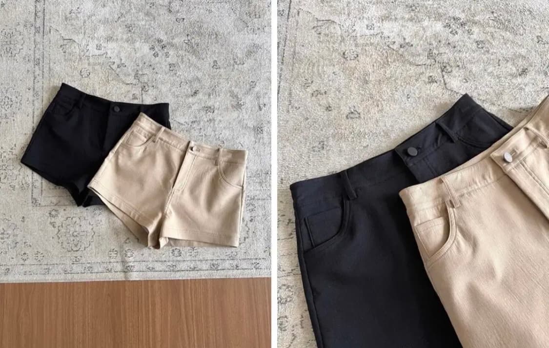 Xzichic 미드라이즈 클래식 스판 블랙 반바지 상품이미지5