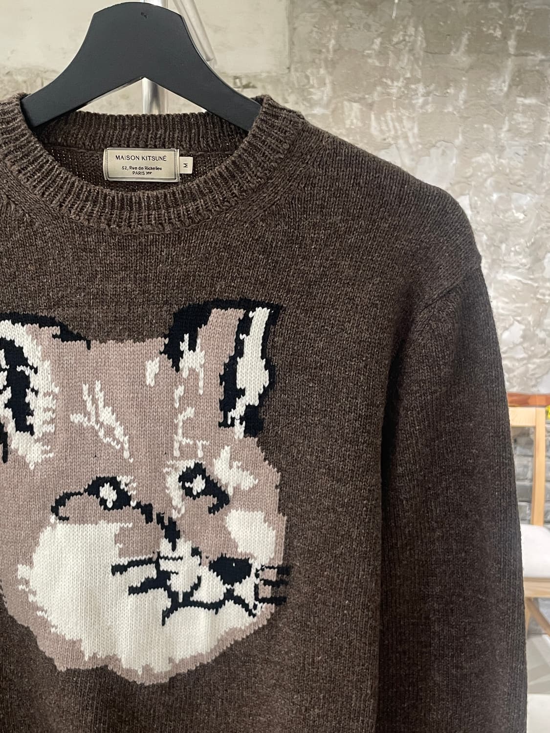 메종 키츠네 딥 브라운 폭스 헤드 풀오버 니트 상품이미지3