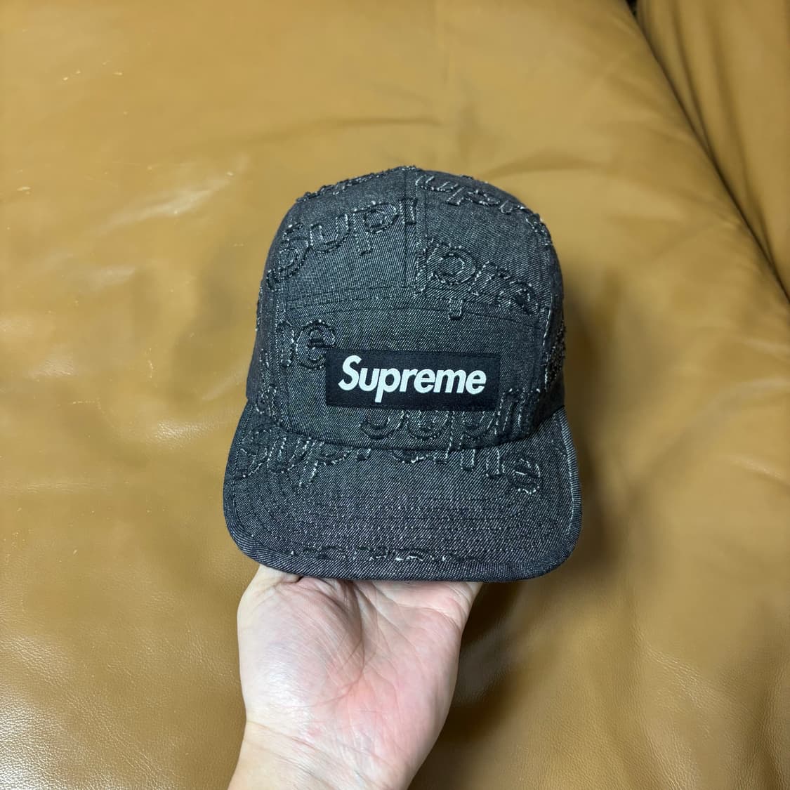 슈프림 캠프캡 모자 박스로고 데님 블랙 상품이미지2