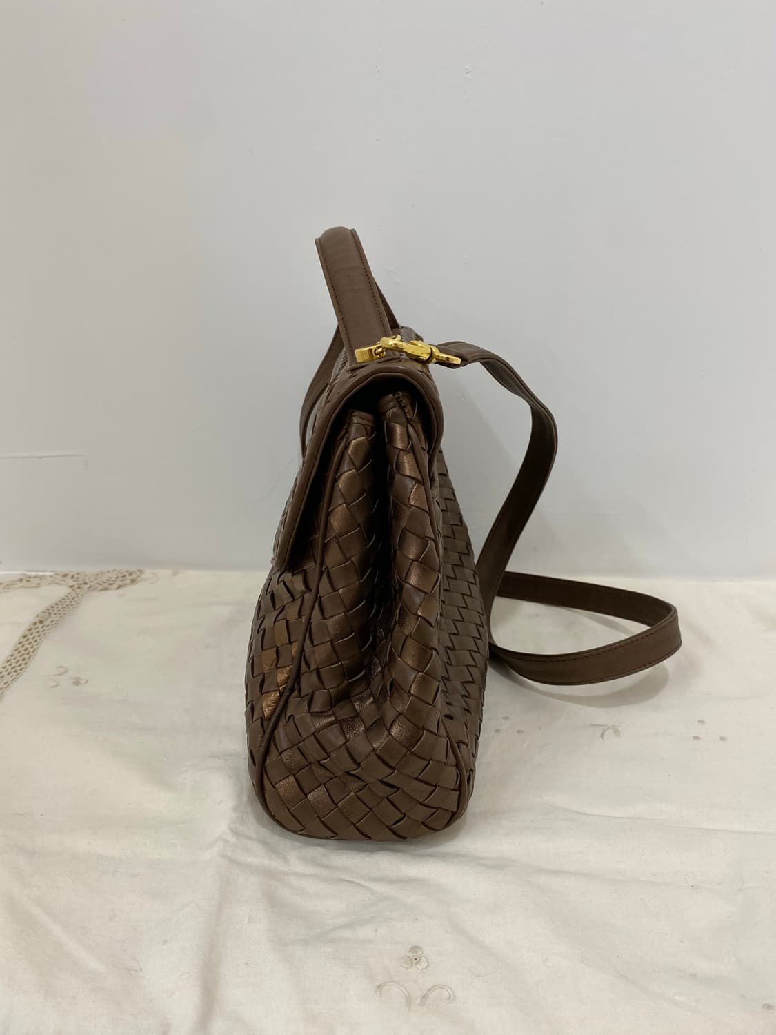 Elegance 브론즈 위빙레더 토트&크로스백 상품이미지3