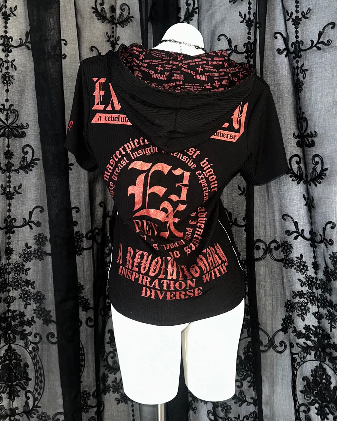 Red lettering punk hooded zip-up 상품이미지6