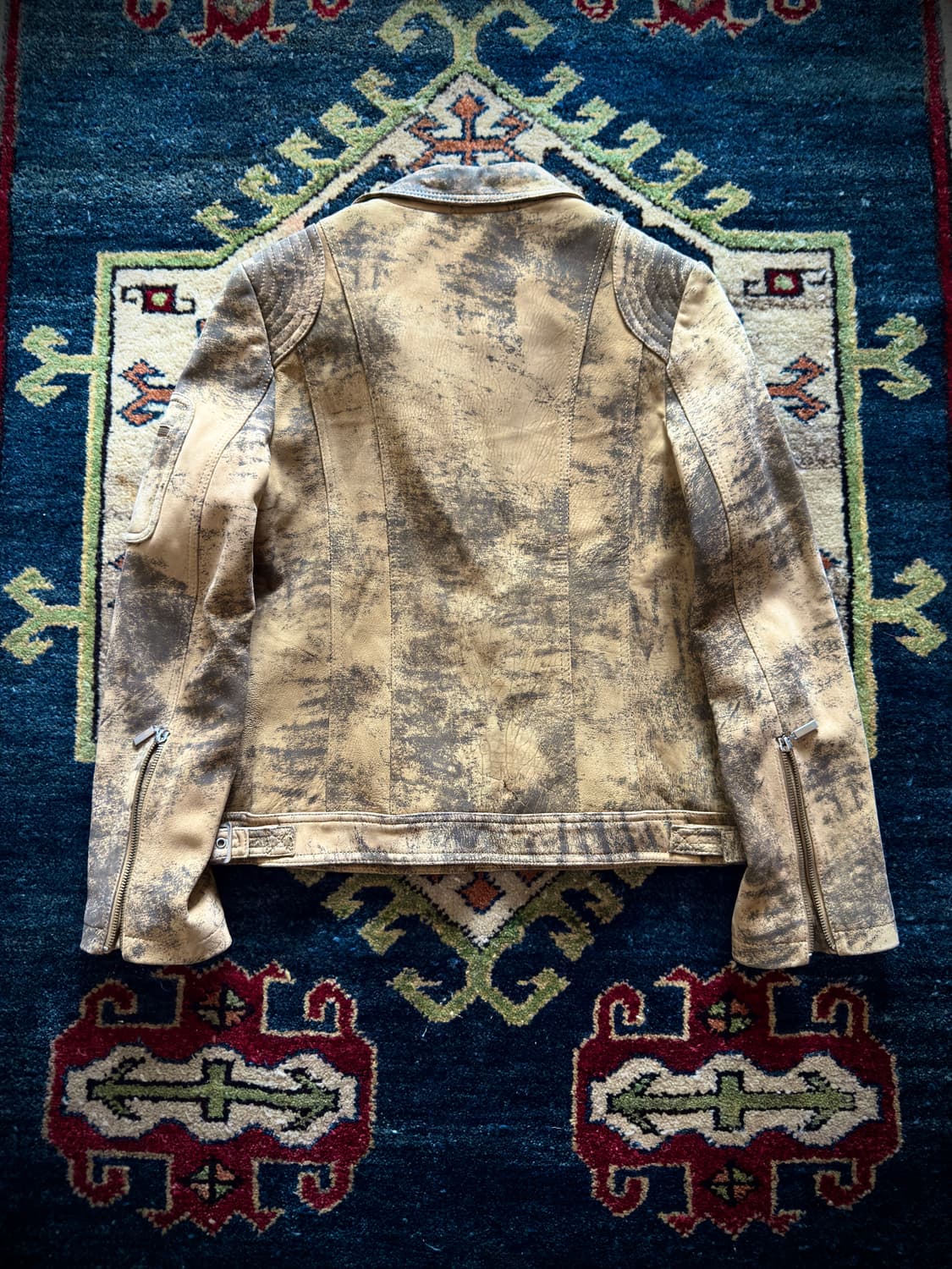 90s Old Gap Calfskin sand washed 레더 자켓 상품이미지2