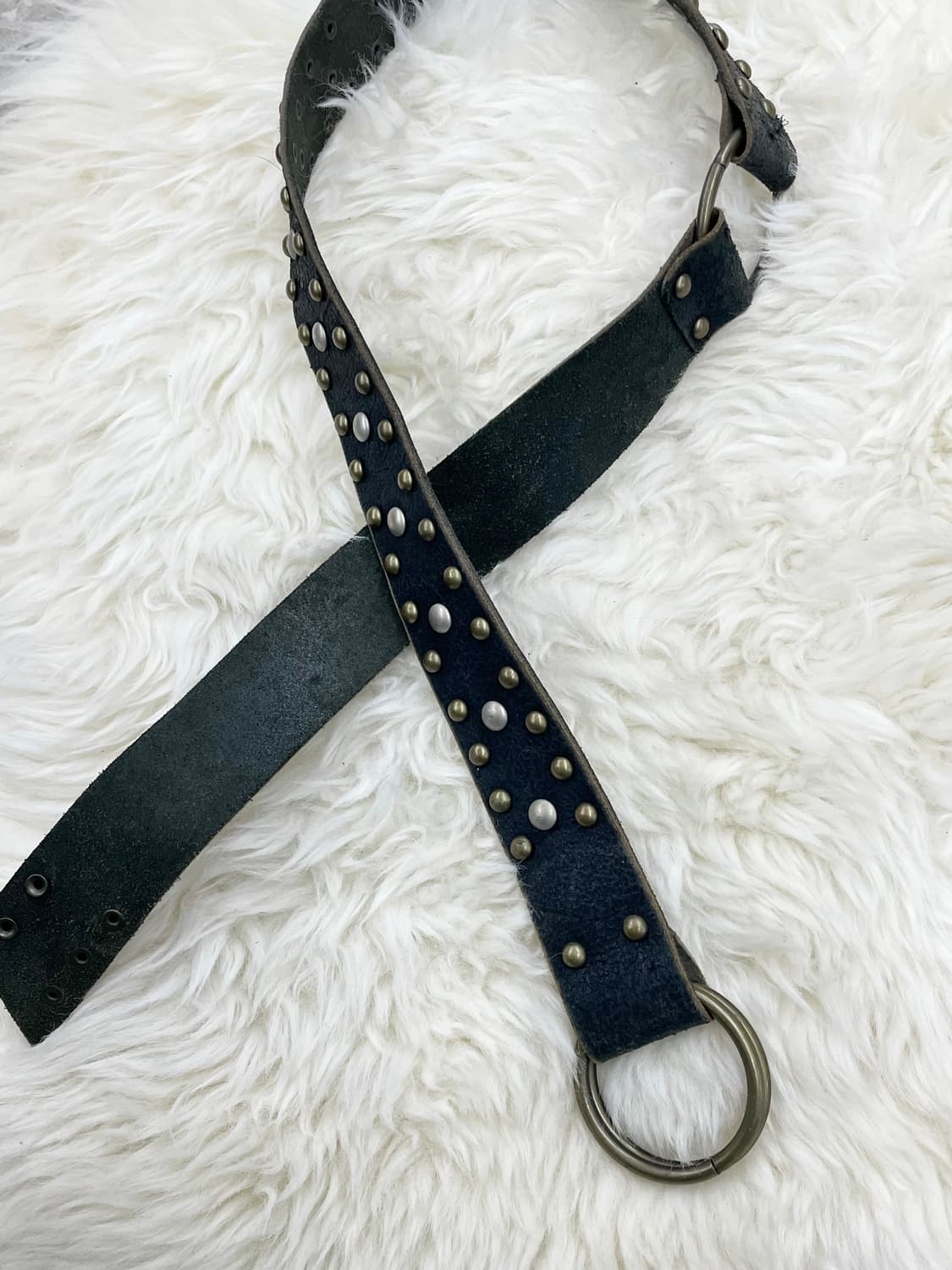 리얼레더 스터드 절개 버클 벨트 상품이미지5