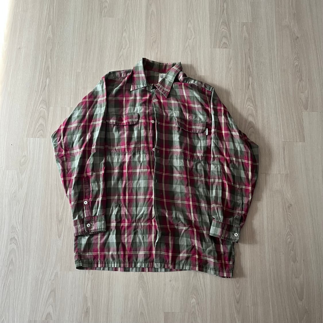 [L] 90s 빈티지 올드 스투시 체크 셔츠 상품이미지1