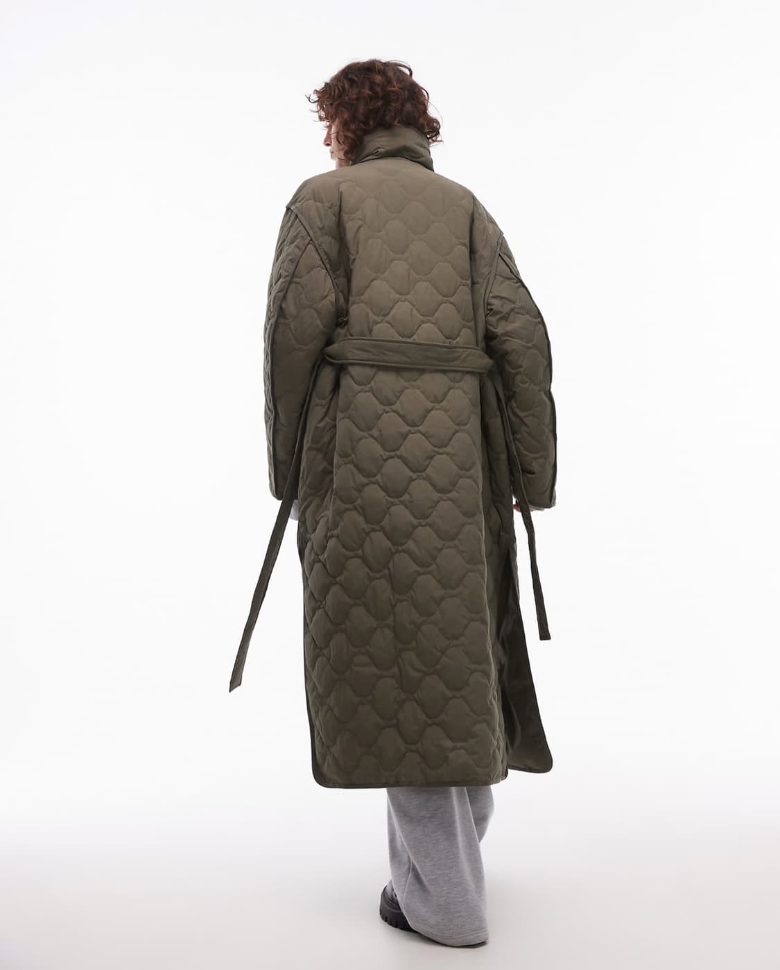 아르켓 다운 퀼팅 벨티드 하이넥 롱 코트 자켓 상품이미지3
