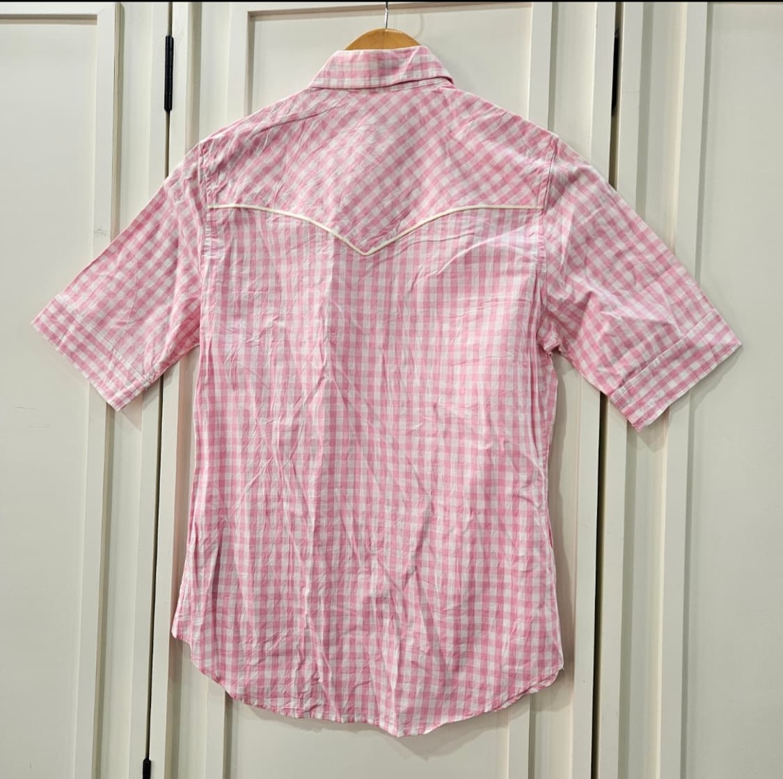핑크 깅엄체크 반팔 셔츠 상품이미지4