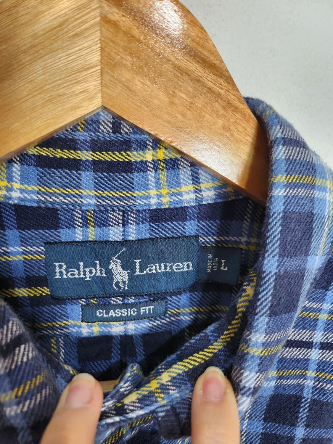 L 폴로 랄프로렌 클래식핏 옐로우포니 블루  체크 셔츠 상품이미지2