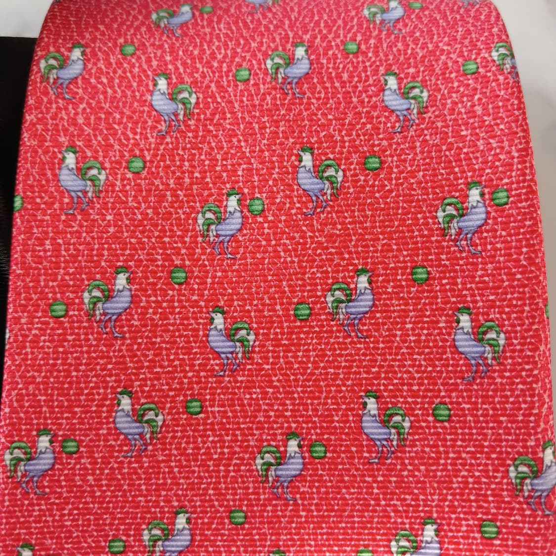 불가리 실크 레드 닭 모티브 넥타이 9.9cm 새상품 A19054
 상품이미지8