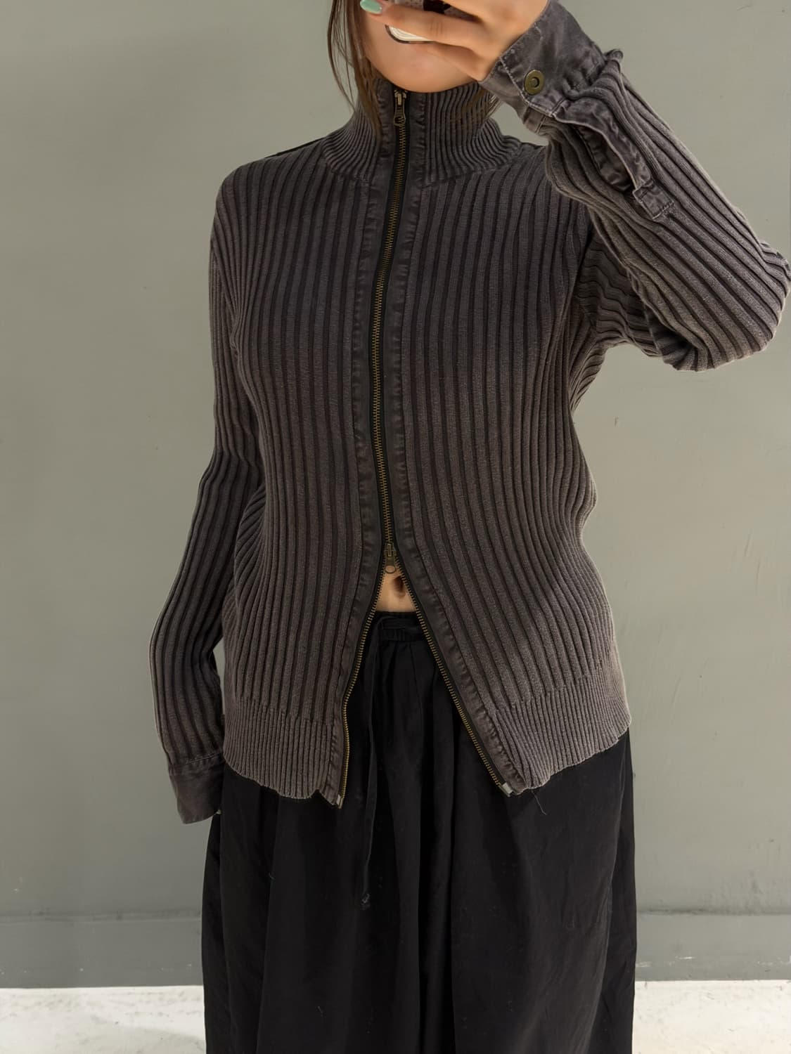 high-neck washing ribbed zip-up 상품이미지2