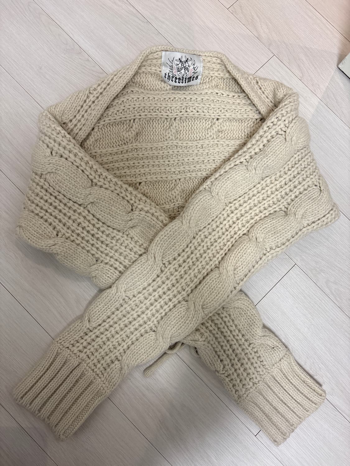 쓰리타임즈 케이블 볼레로 스틸아이보리 상품이미지1