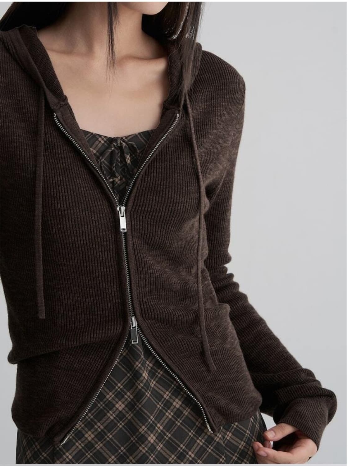 에잇세컨즈 니트 후드 카디건 브라운 상품이미지1