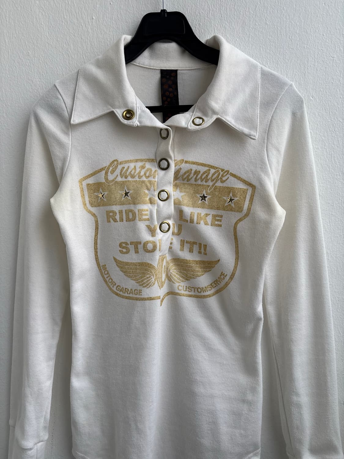 Vintage Graphic Snap Button Collared Top 상품이미지2