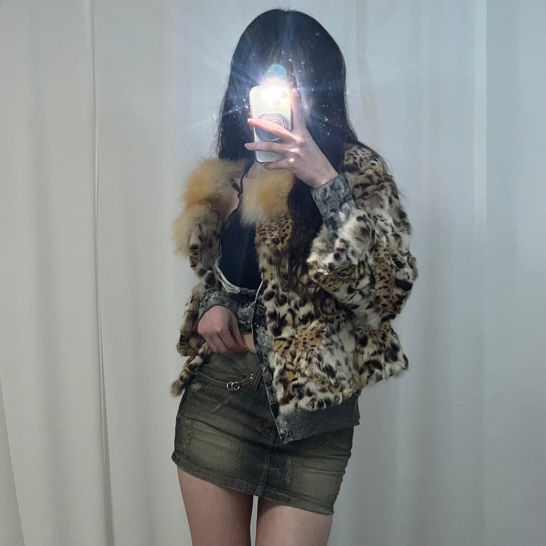 레오파드 퍼 자켓(래빗/폭스 믹스) 상품이미지4