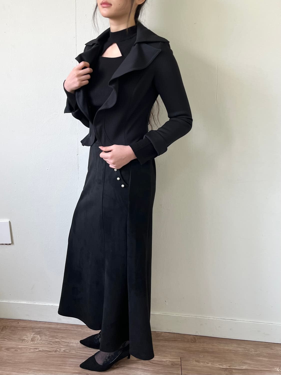 CECIL McBEE 셔링 블랙 자켓 상품이미지4