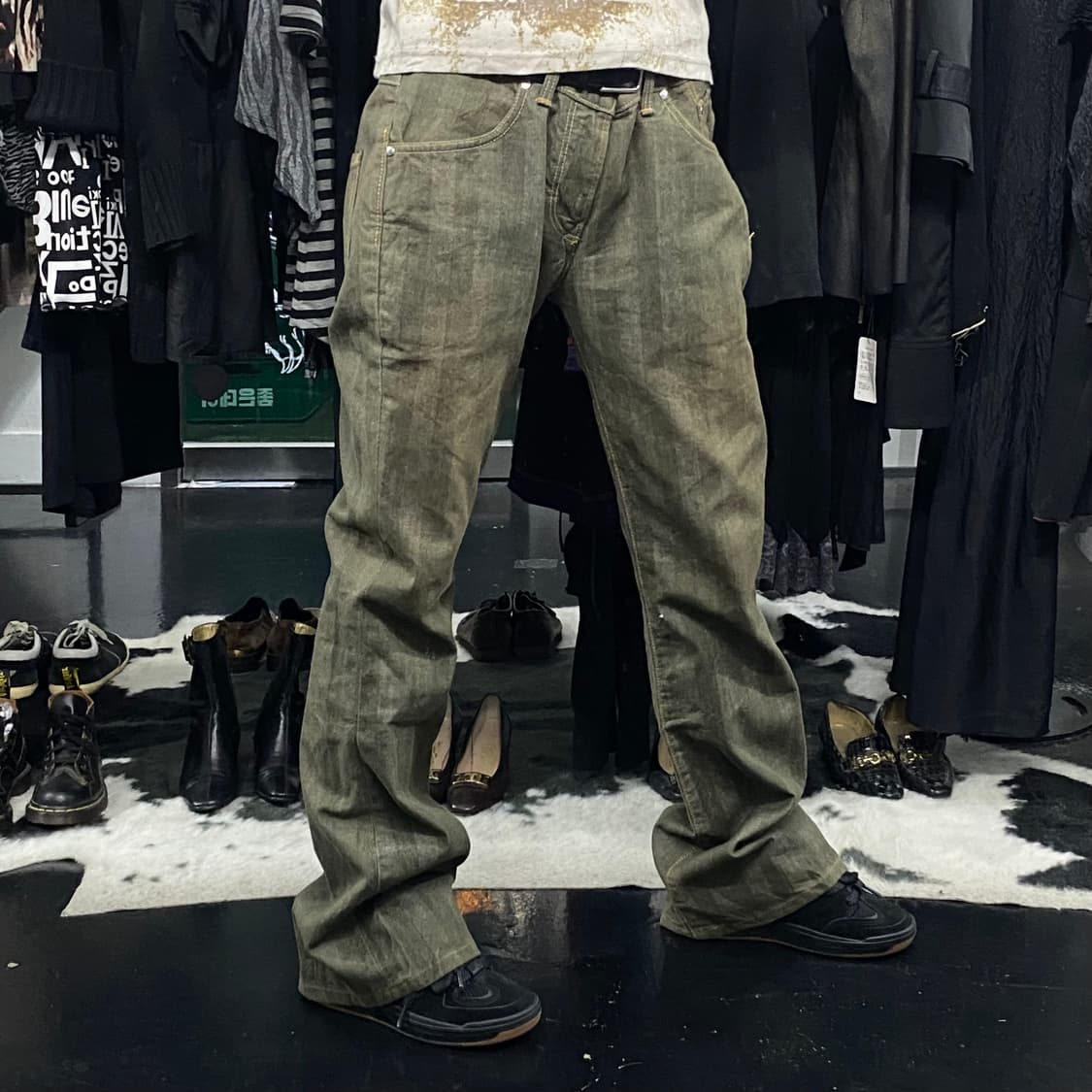 Edwin 카키 스트라이프 코튼 팬츠 상품이미지2