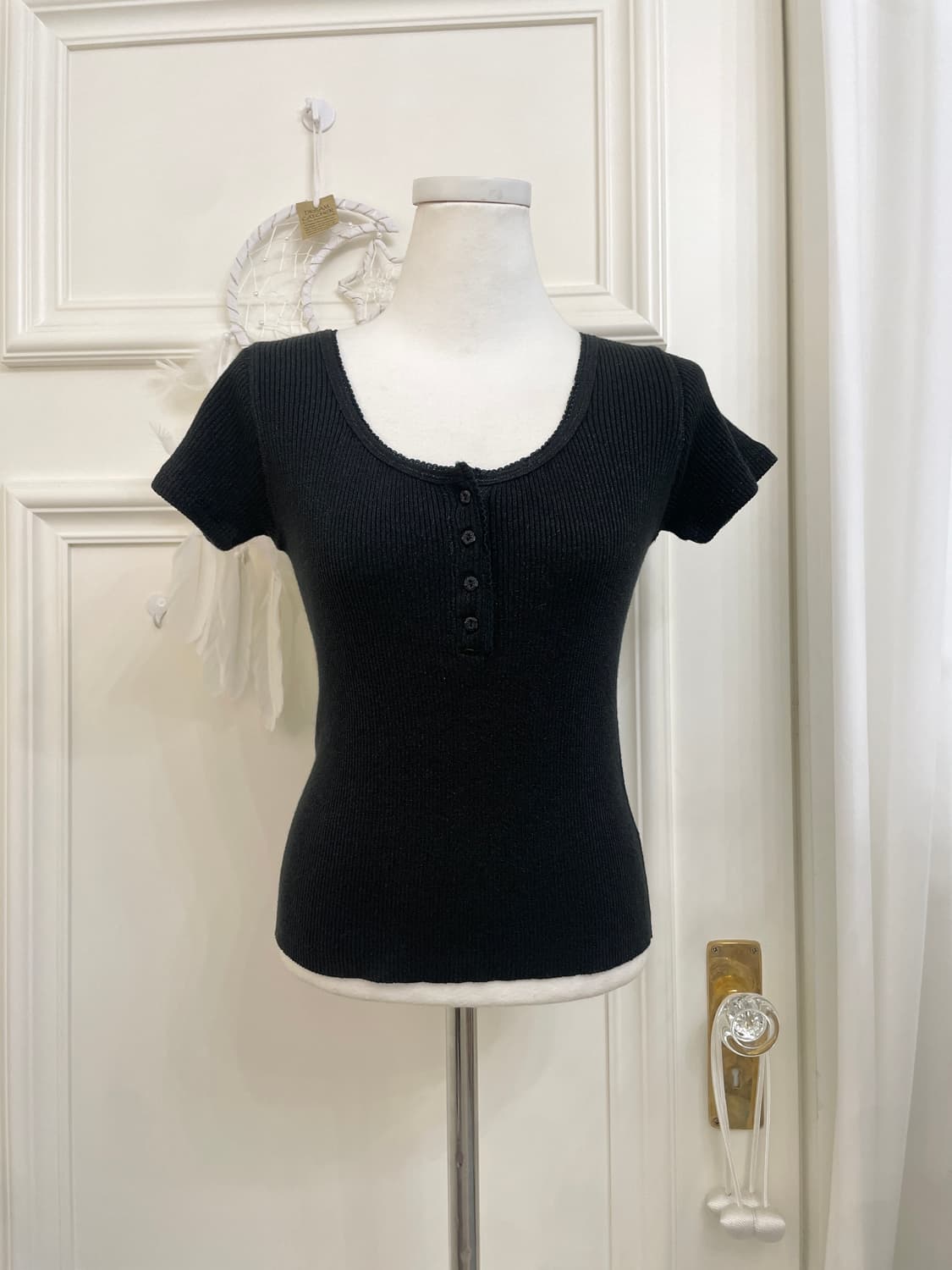 black twinkle span basic top(size-M) 상품이미지1