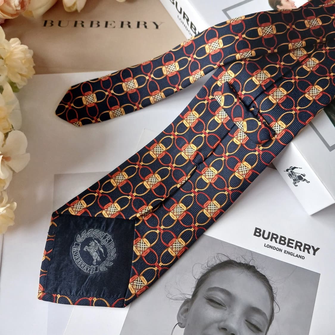 버버리 네이비 노바체크 모티브 넥타이 9.5cm A+~A등급 E922 상품이미지5