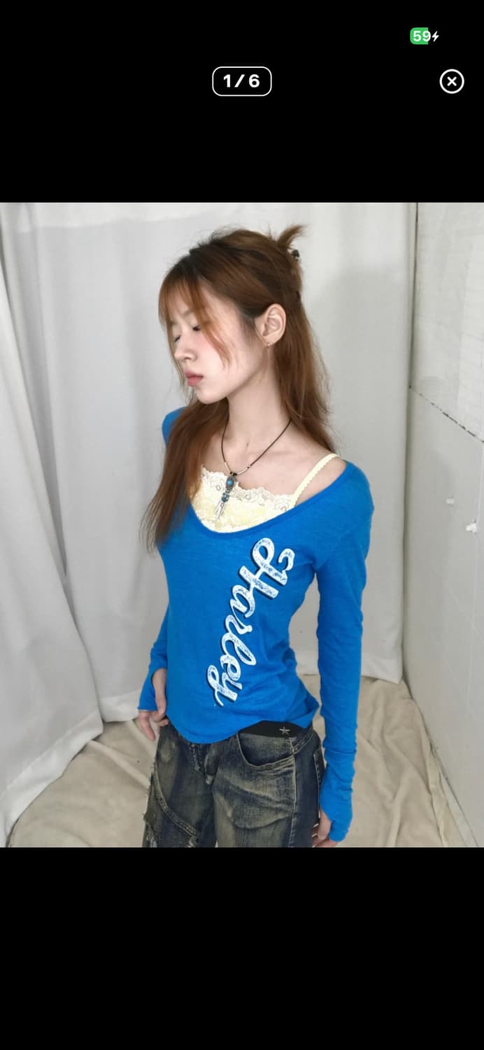 할리데이비슨 블루 빈티지 롱슬리브 스윙홍대 상품이미지1