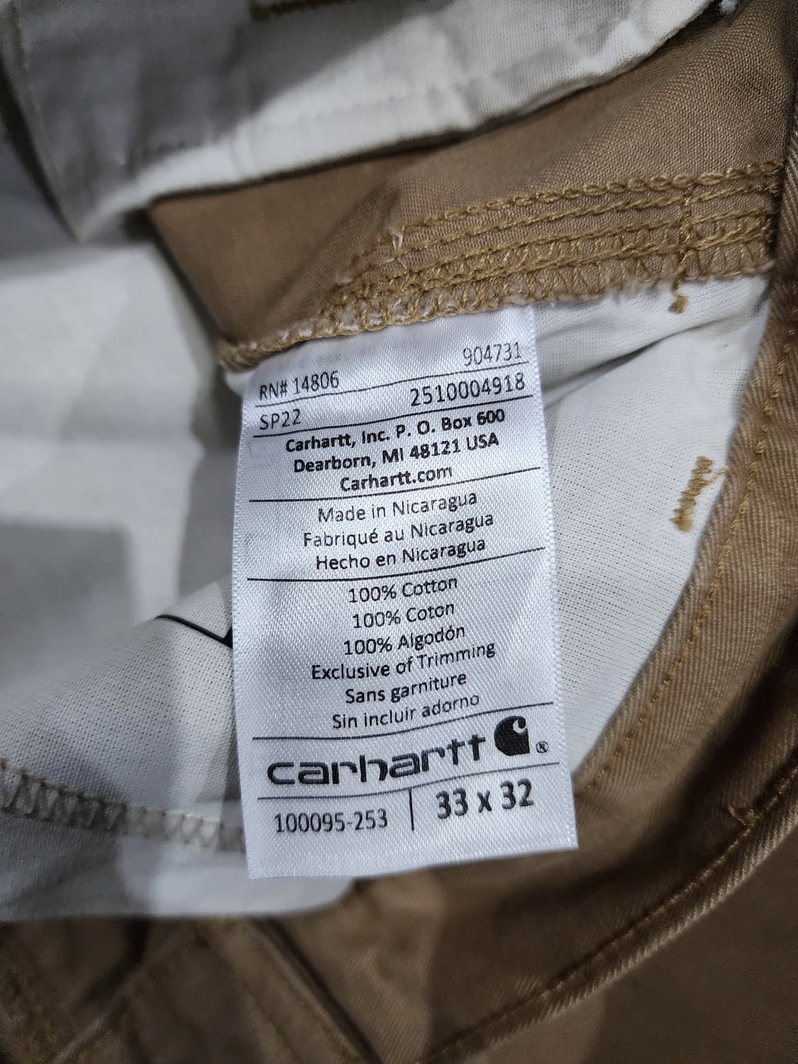 칼하트 트윌 5포켓 릴렉시드 핏 워크 팬츠 33x32 상품이미지9