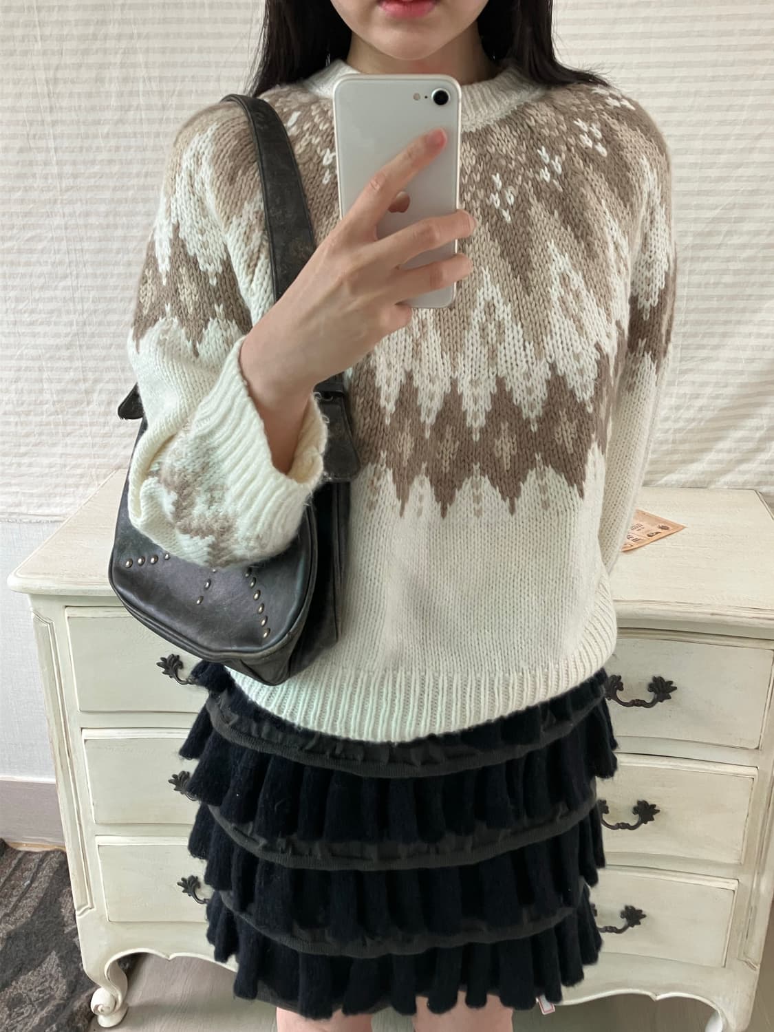 jpn vintage 아이보리 브라운 노르딕 니트 y2k 스트릿 갸루 펑 상품이미지4