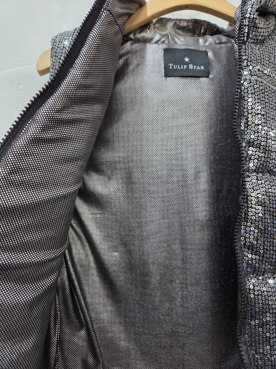 블링블링 스팽글 후드 베스트 폴리패딩  Y2K  펑크룩 상품이미지3