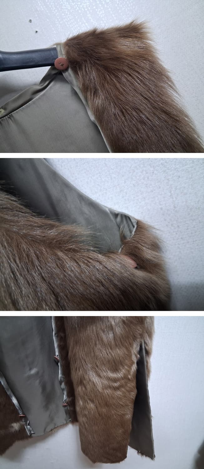 일본빈티지 CRESCE 밍크트리밍 양털내피 실크롱코트 통77까지 일본산 상품이미지8