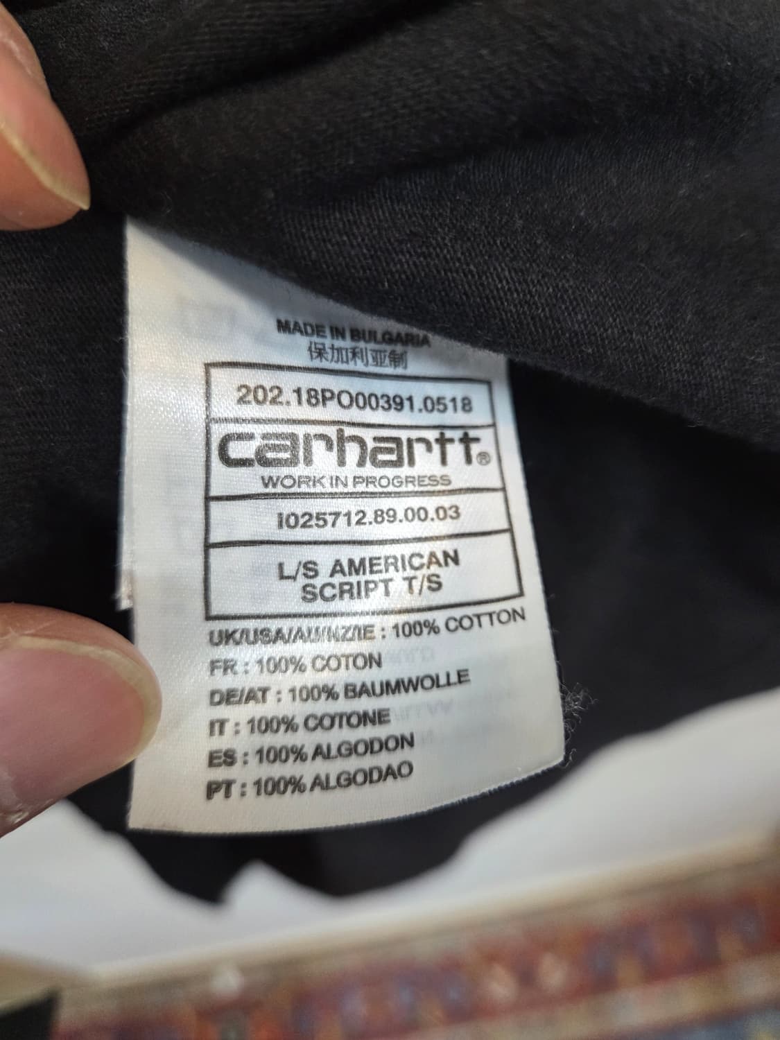칼하트 wip 아메리칸 스크립트 롱슬리브 긴팔 s 상품이미지3