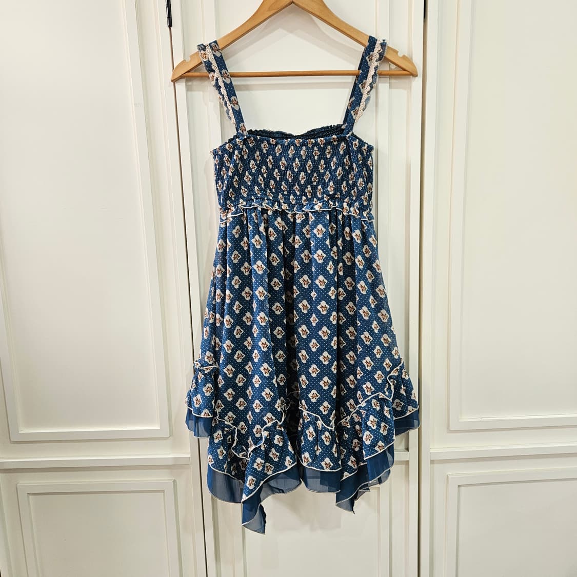 엑시즈팜 (axes femme) 플라워 패턴 레이스 끈 원피스 상품이미지7