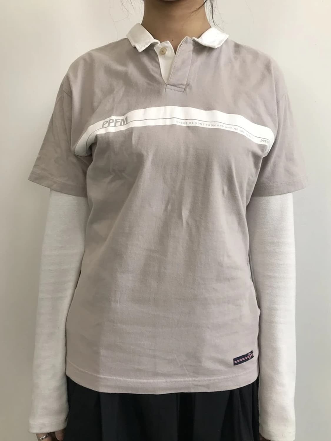 00's PPFM Stripe Line Beige Polo Shirt 상품이미지2