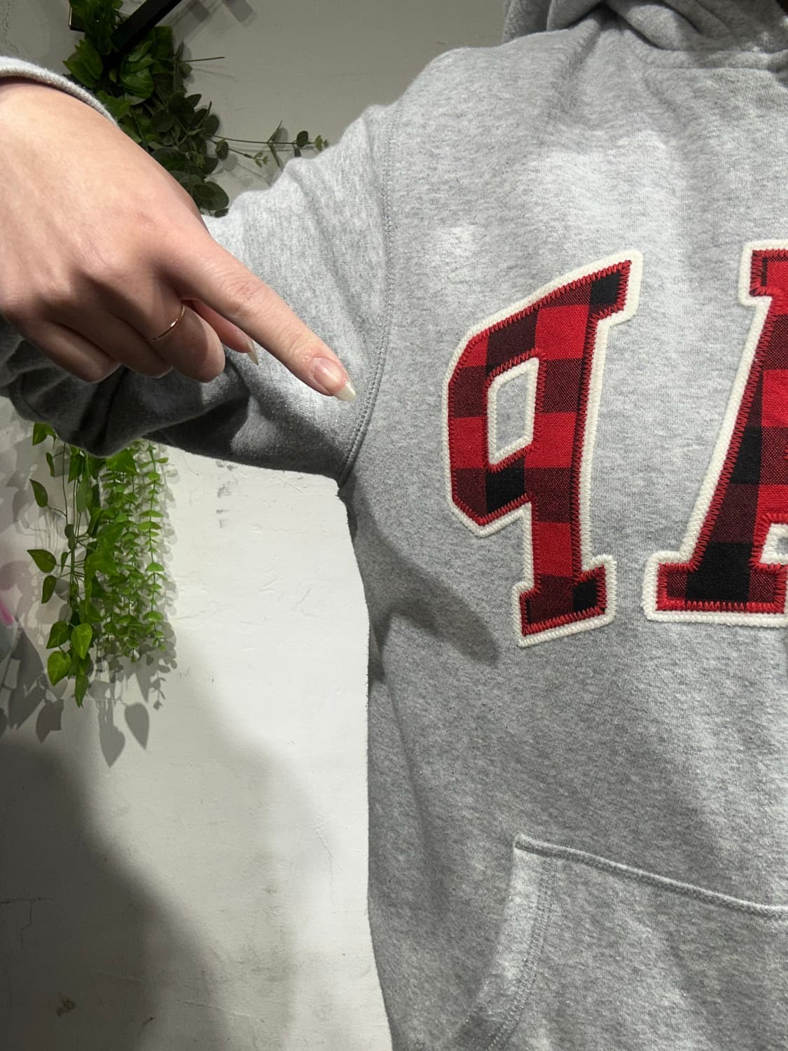 Gap 그레이 기모 레드 로고 후드집업 자켓 XL 상품이미지4