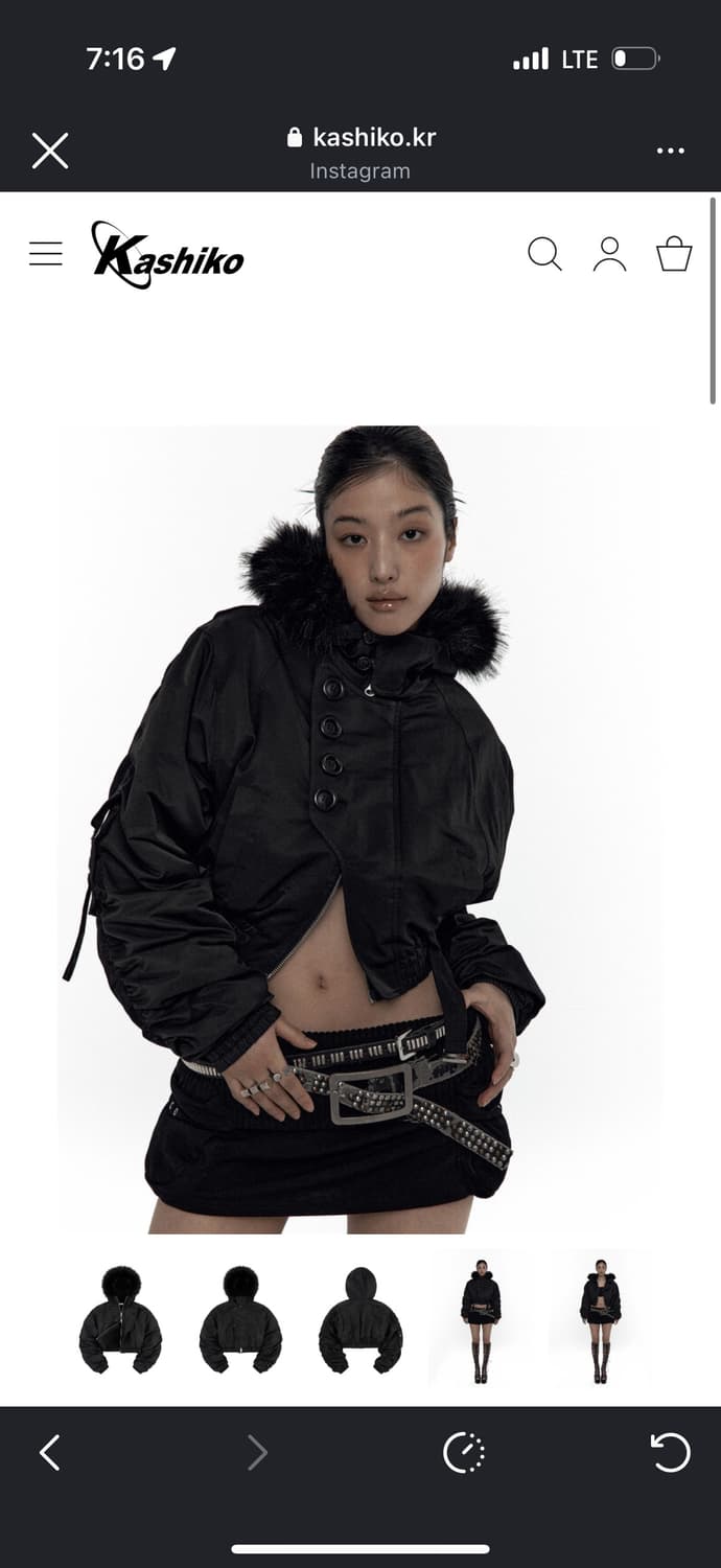 카시코 후디 크롭 봄버 25fw 실착1회 판매 상품이미지1