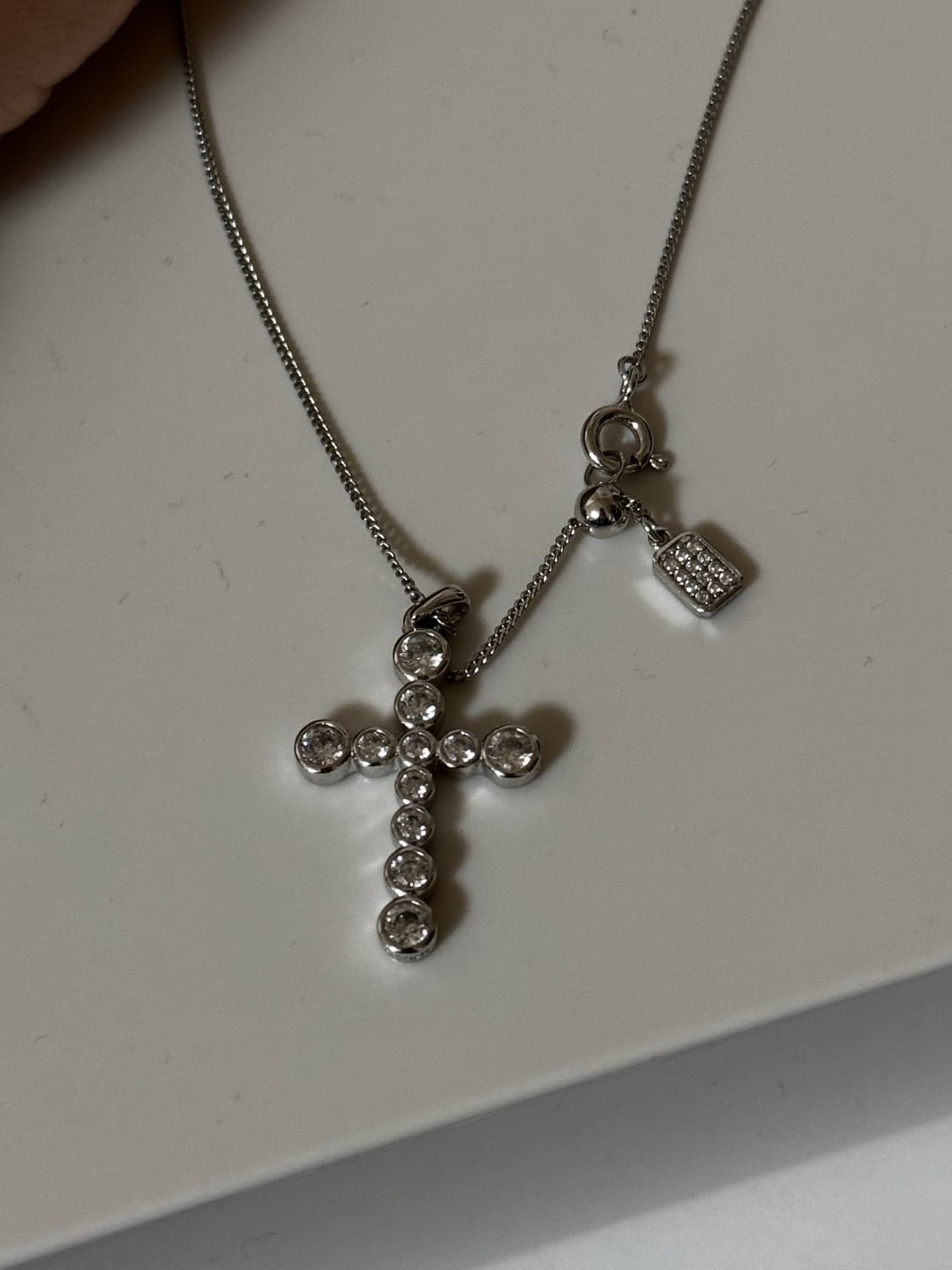 넘버링 3729 십자가 목걸이 실버 상품이미지1