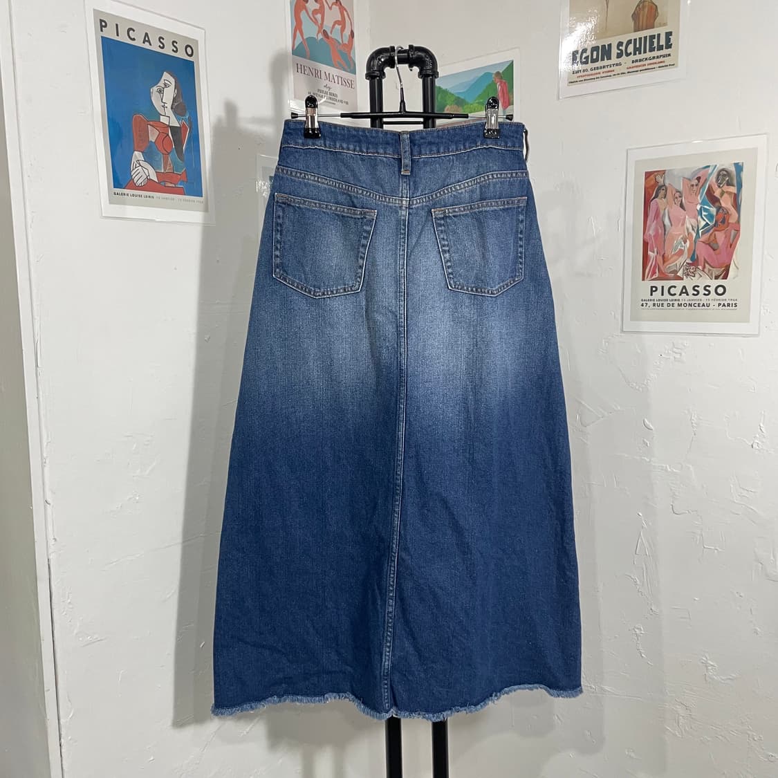 어스뮤직 데님 워싱 롱 스커트 상품이미지3