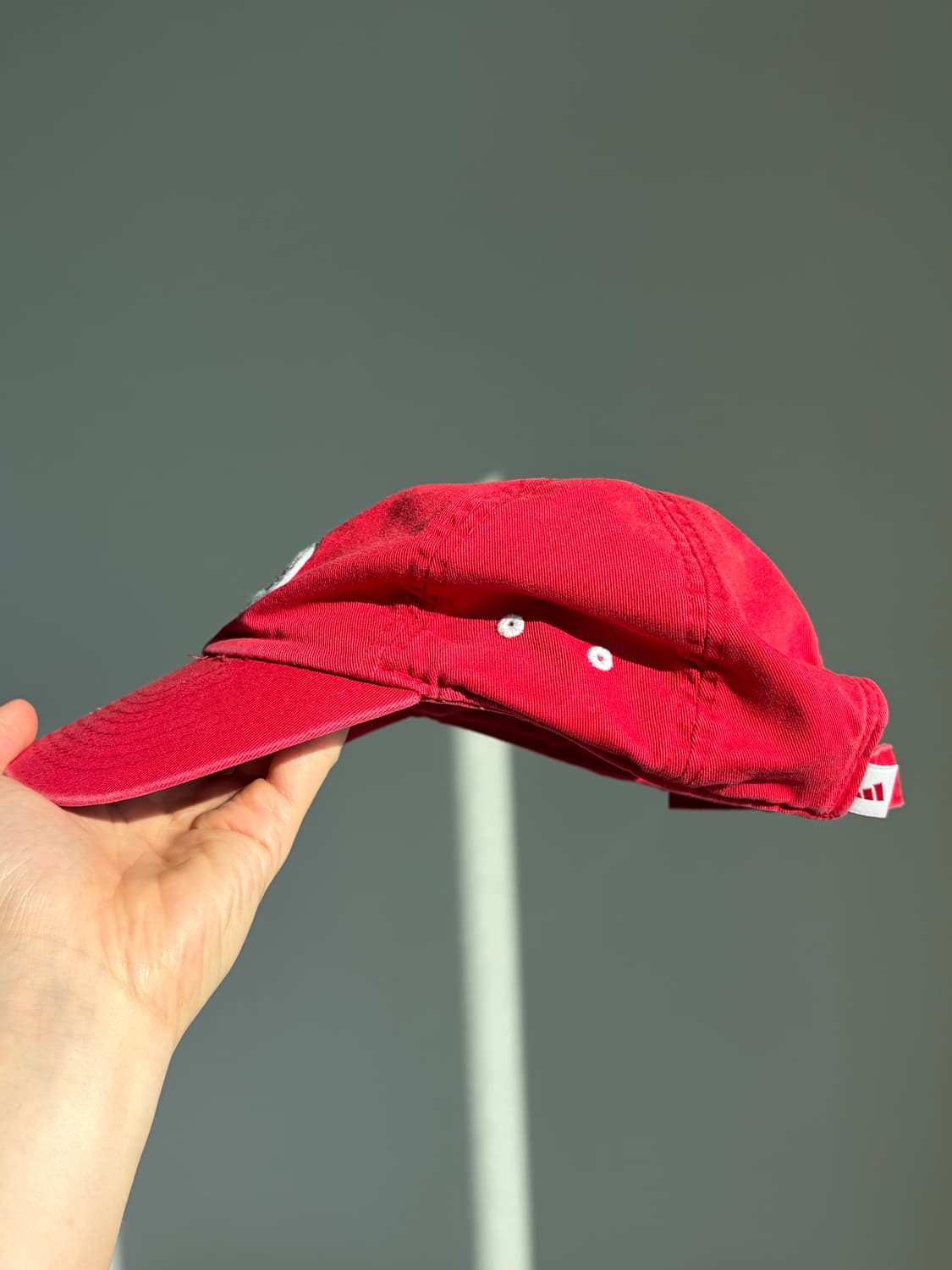 90s 올드 아디다스 빈티지 레드 워싱 볼캡  상품이미지4