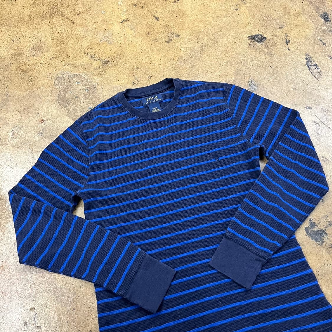 폴로 랄프로렌 스트라이프 블루 블랙 니트 롱슬리브  상품이미지1