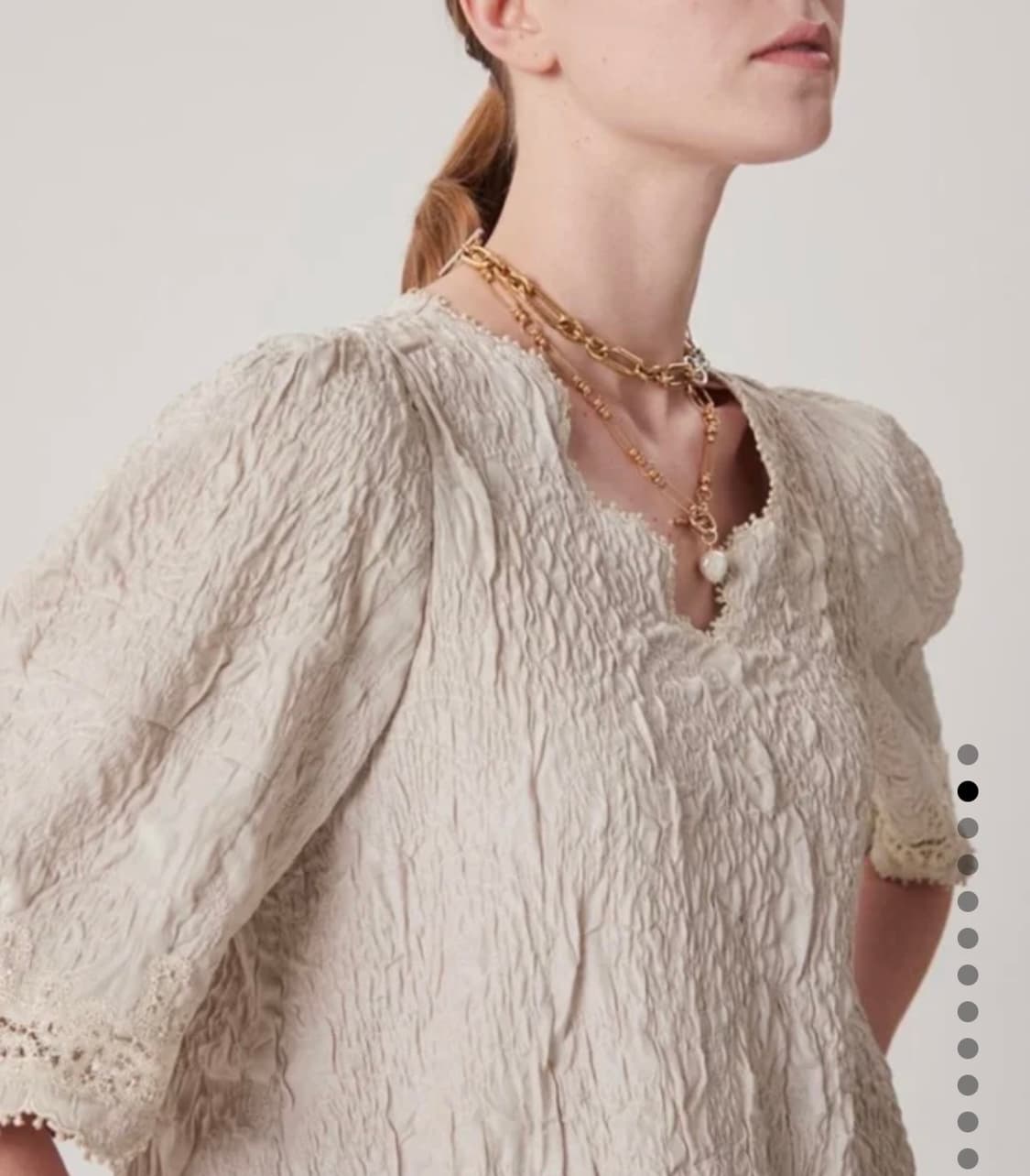 TIME 타임 스캘럽 자수 블라우스 상품이미지1