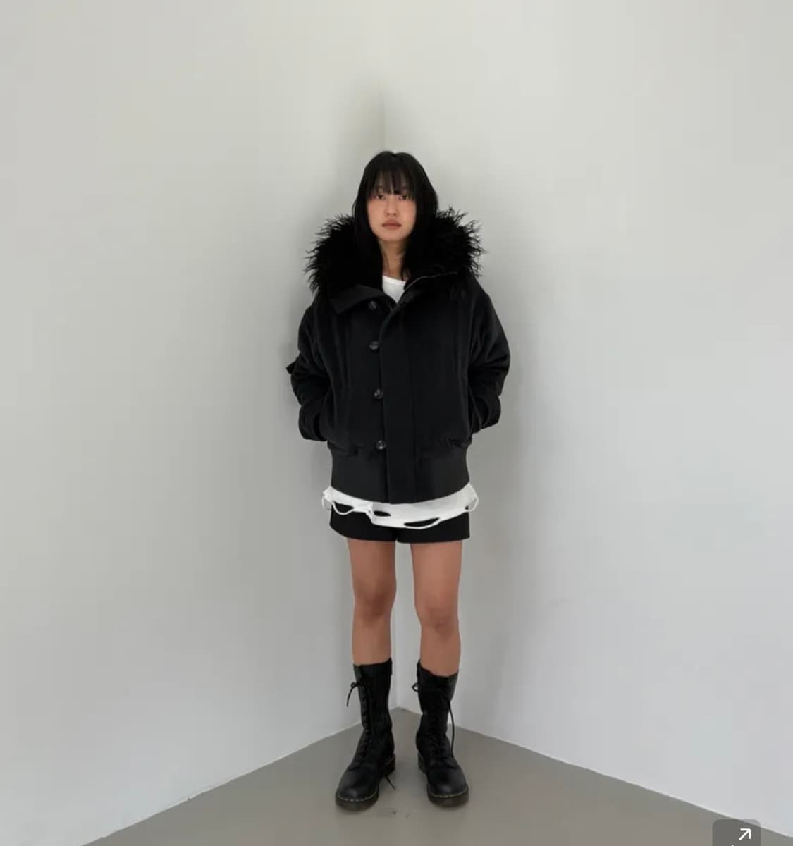 밀로우먼 버튼 플라이트 울 파카 차콜 s 상품이미지4