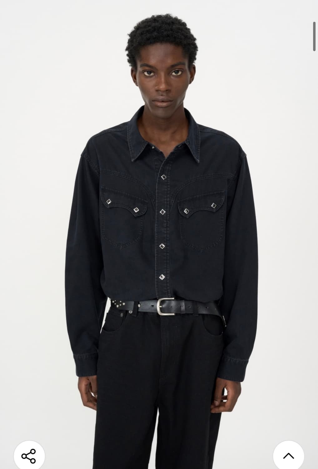 (새상품)(L)인사일런스 워시드 데님 웨스턴 셔츠 WASHED BLACK 상품이미지1