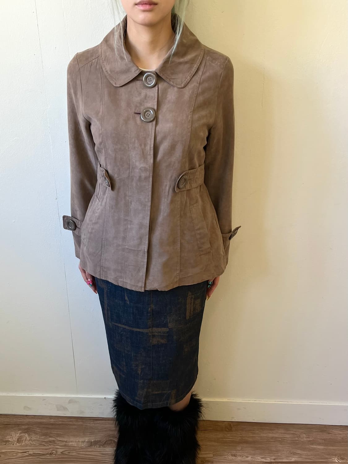 Aller Bien 스웨이드 도트 버튼 자켓 상품이미지5