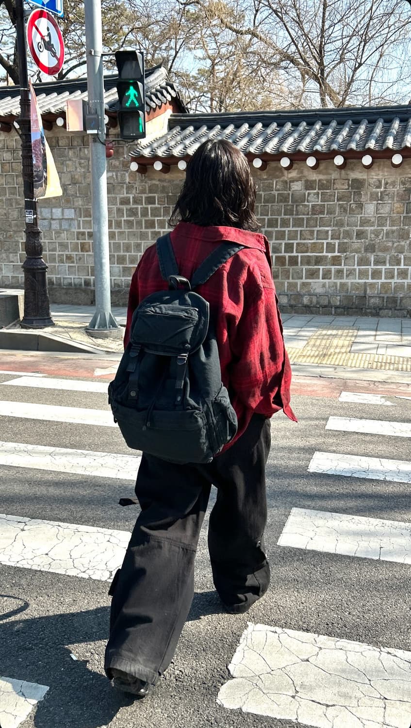 4)해칭룸 클래식 셔츠 린넨 빅 체크 다크레드 상품이미지2