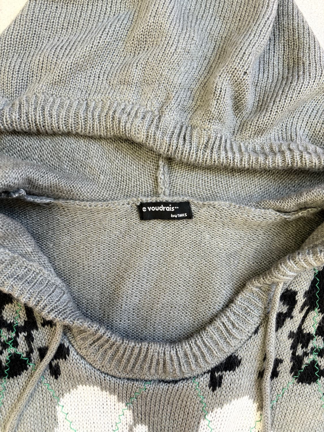 스컬 니트 후드 원피스 상품이미지2