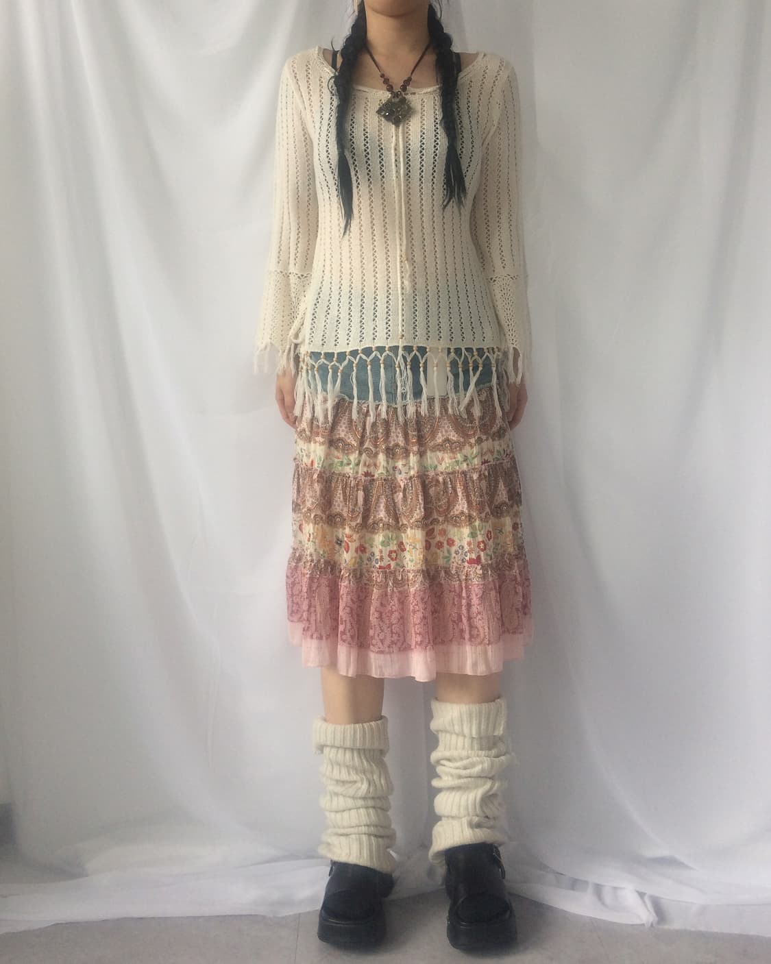 Ethnic mood printing layered skirt 상품이미지5