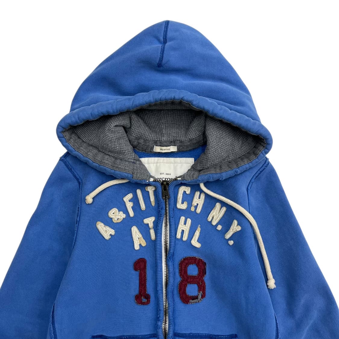 아베크롬비 센터 패치로고 라이트블루 후드집업 S 상품이미지4