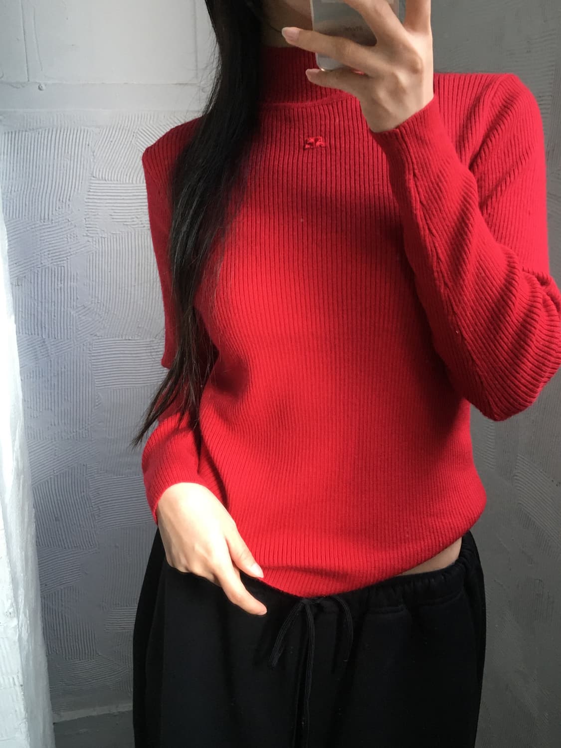 Courrèges 꾸레쥬 레드 터틀넥 니트 상품이미지1