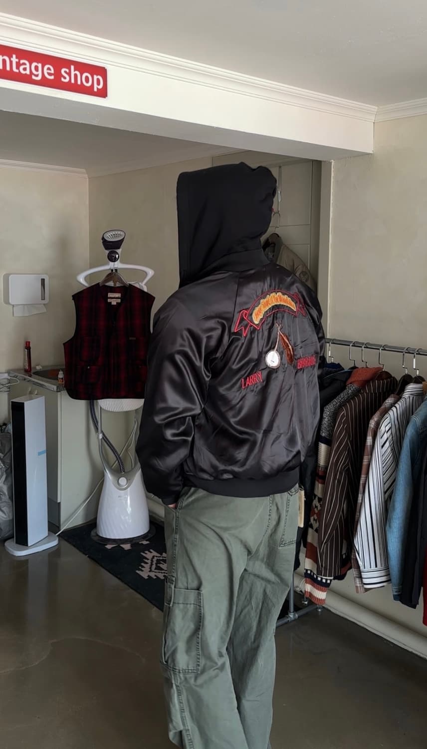 Doshia Vintage Satin Varsity Jacket 상품이미지1