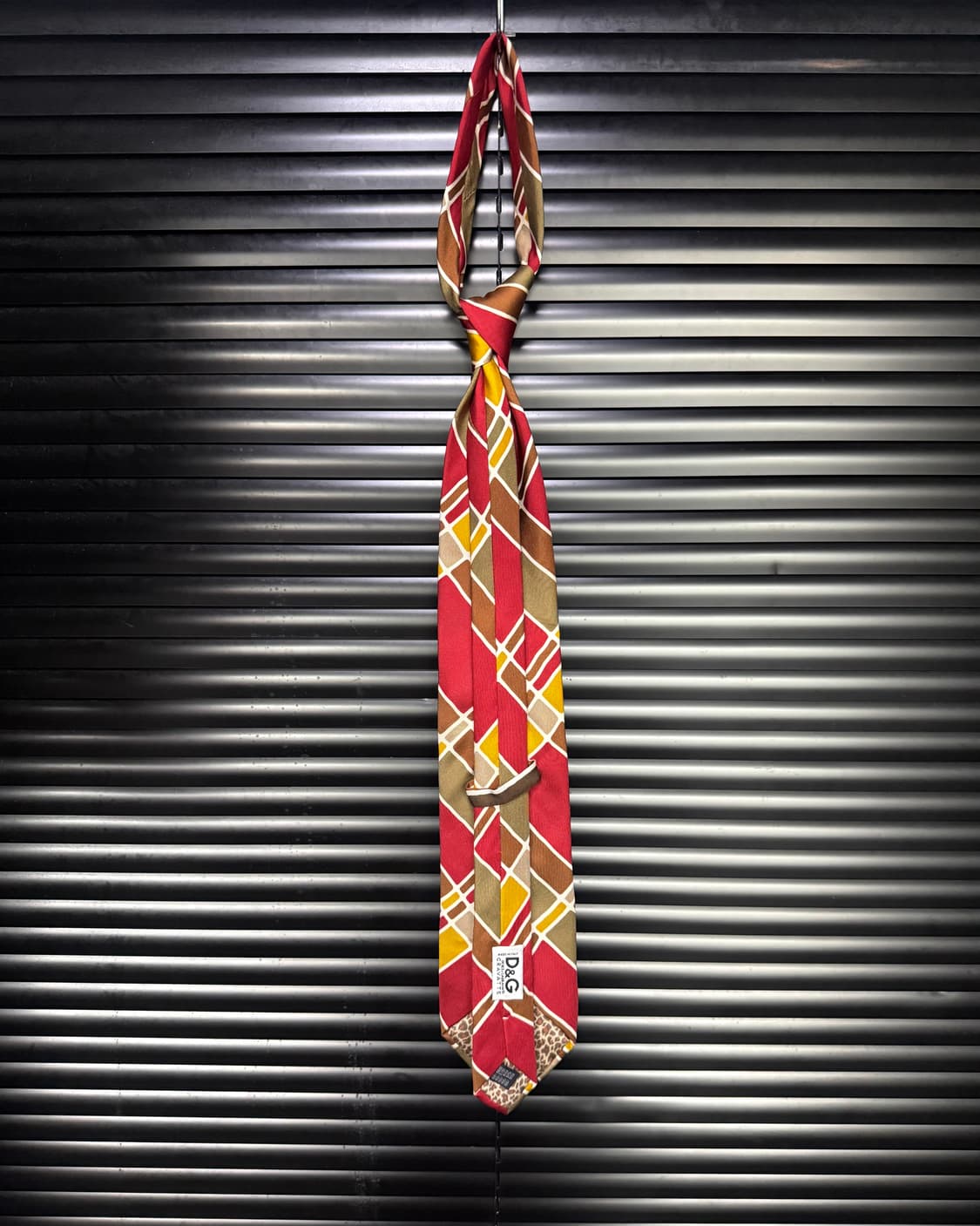 돌체앤가바나 D&G 스트라이프 에스닉 실크 넥타이 빈티지 명품 레드 빨강 상품이미지8